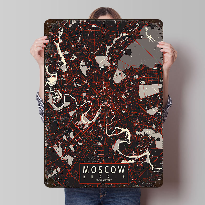 Moscow City Map Vector Metal P - Custom Map Poster ulasan dan harga