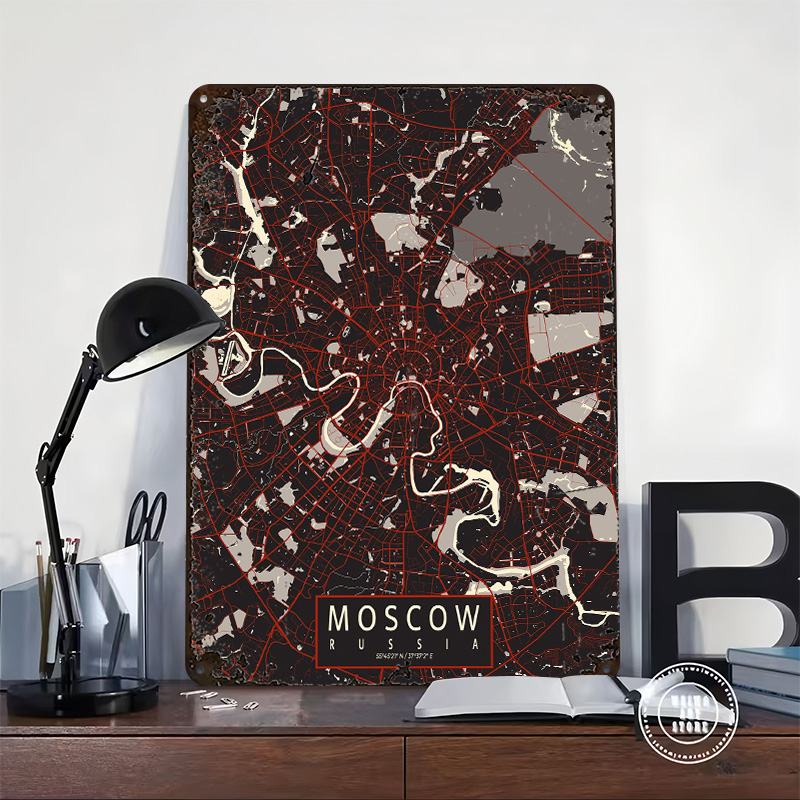 Moscow City Map Vector Metal P - Custom Map Poster ulasan dan harga