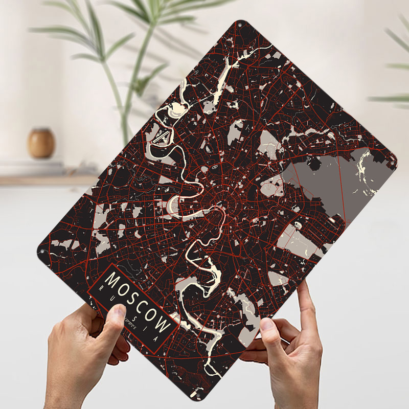 Moscow City Map Vector Metal P - Custom Map Poster ulasan dan harga