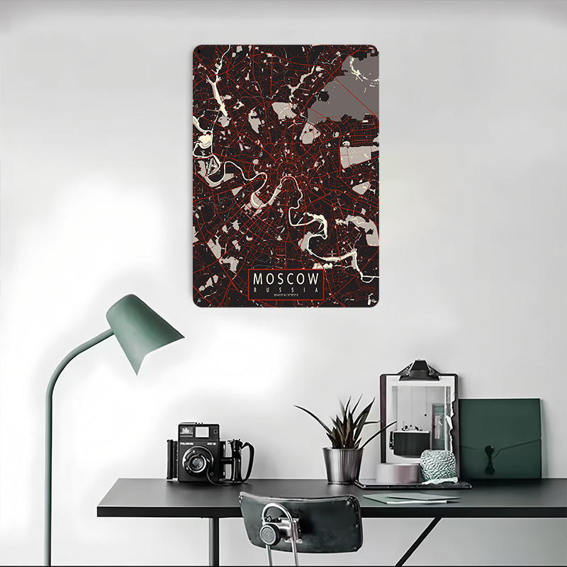 Moscow City Map Vector Metal P - Custom Map Poster ulasan dan harga