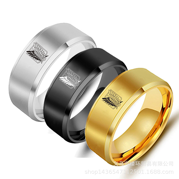 5 colors Attack on Titan Black - Initial Ring Custom ulasan dan harga