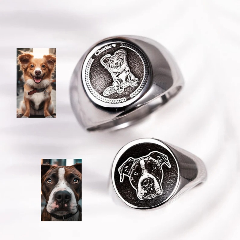 Custom Engrave Photo Signet Ri - Initial Ring Custom ulasan dan harga