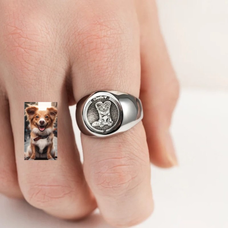 Custom Engrave Photo Signet Ri - Initial Ring Custom ulasan dan harga