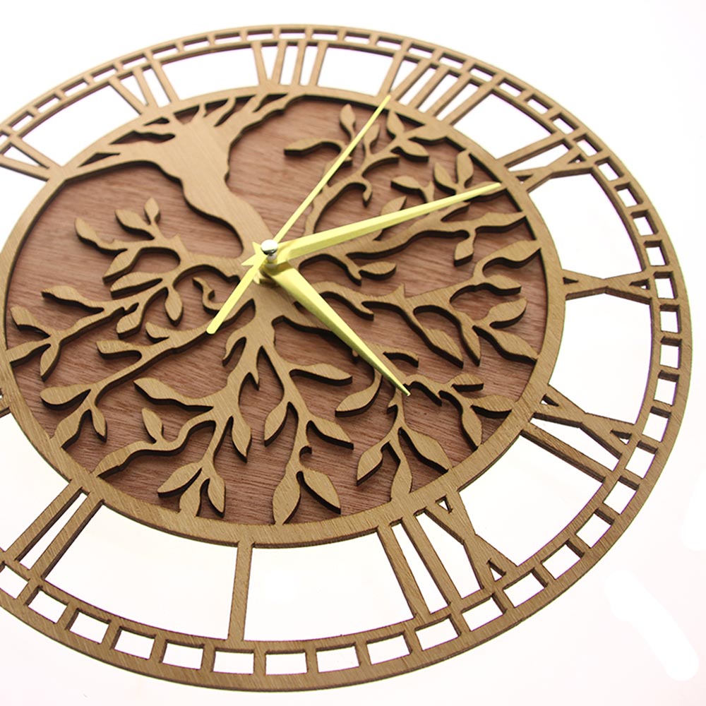 Tree of Life Wooden Wall Clock - Family Tree Print ulasan dan harga