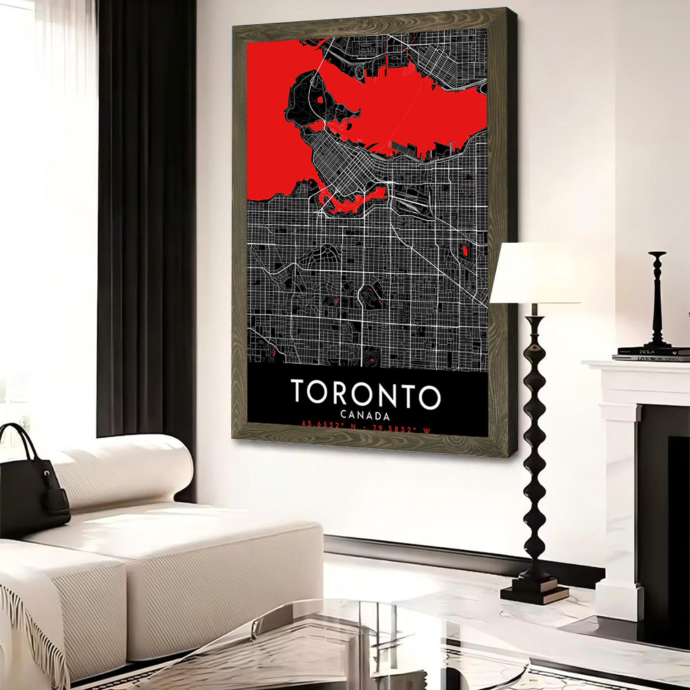 Toronto Dark Map Canvas Wall A - Custom Map Poster ulasan dan harga