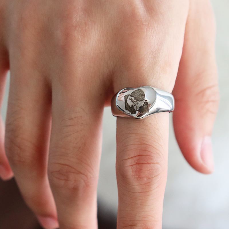 Custom Engraved Picture Logo N - Initial Ring Custom ulasan dan harga