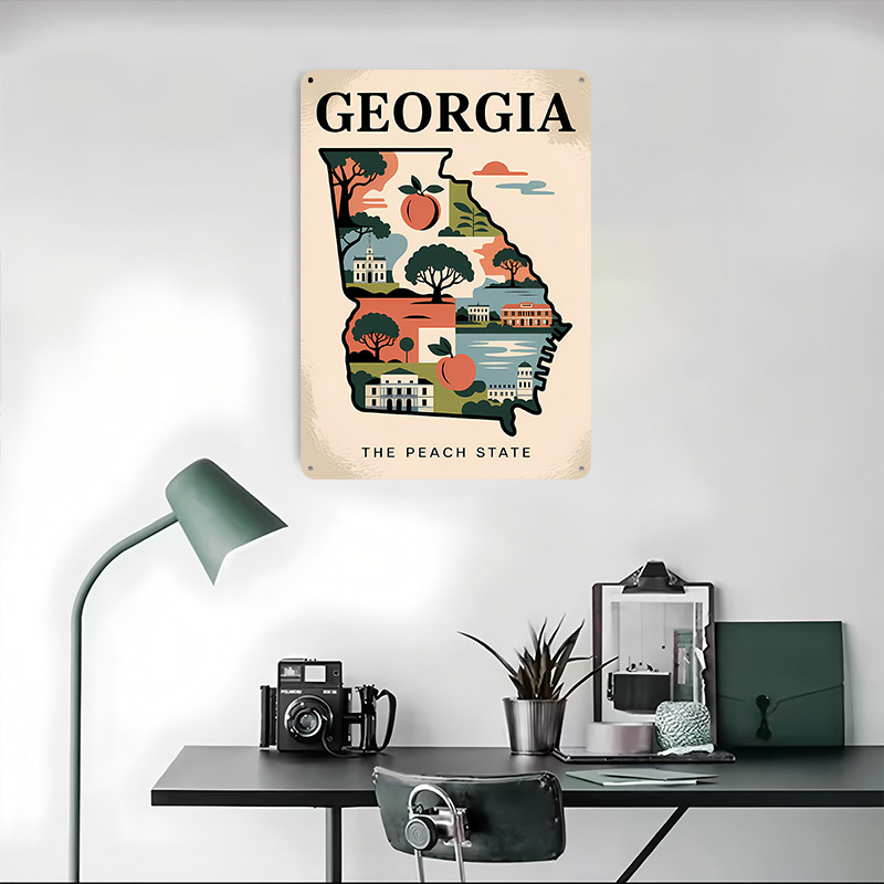 Georgia: The Peach State Illus - Custom Map Poster ulasan dan harga