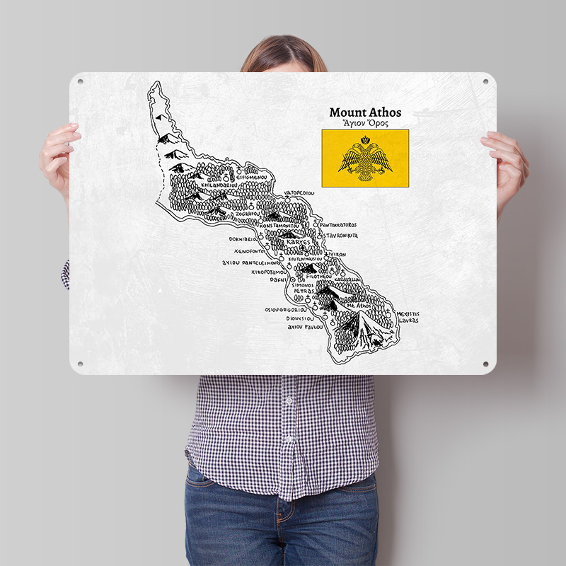 Handdrawn Map of Mount Athos P - Custom Map Poster ulasan dan harga